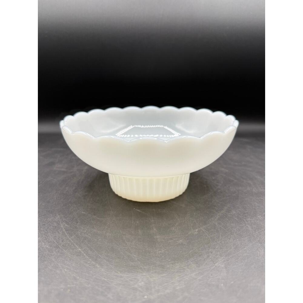 Vintage E.O. Brody M2000 Milk Glass Pedestal Bowl Centerpiece - 3"x6"